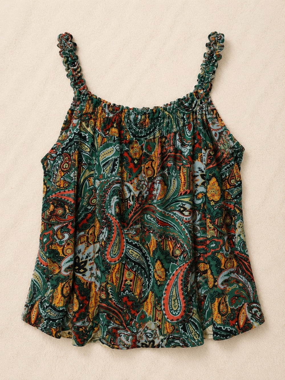 Maurices Paisley Smocked-Strap Tank Top - Green Multi